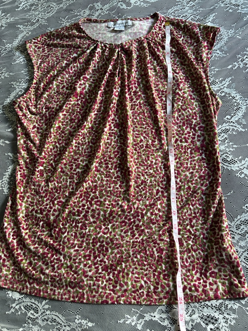 Liz Claiborne Pink and Green Floral Short-Sleeve Tunic Dress - Picture 3 of 4